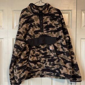 camo carthartt pullover fleece